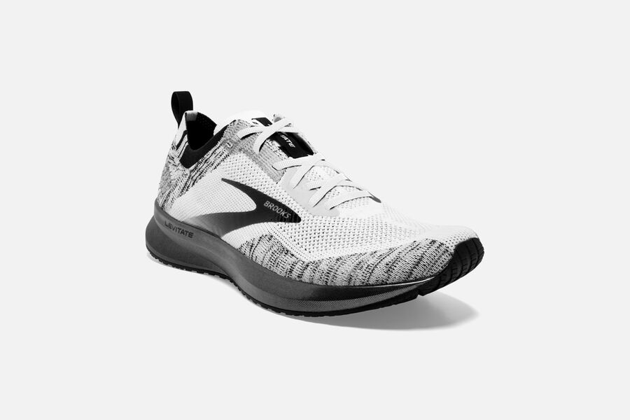 Brooks Running Shoes - Levitate 4 Road Womens - White/Black - FNS-526917